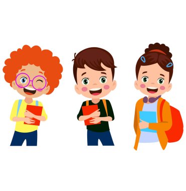 Farklı duruşlardaki öğrencilerin vektör illüstrasyonu