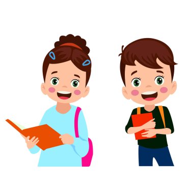 Farklı duruşlardaki öğrencilerin vektör illüstrasyonu