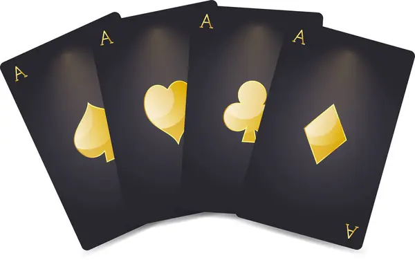 Ícones Cartão Jogar Definido Fundo Preto — Vetor de Stock