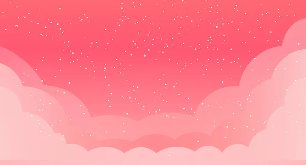 雲と星のピンクの背景 — ストックベクタ