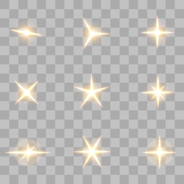 Şeffaf arkaplanda saydam yıldızlar.