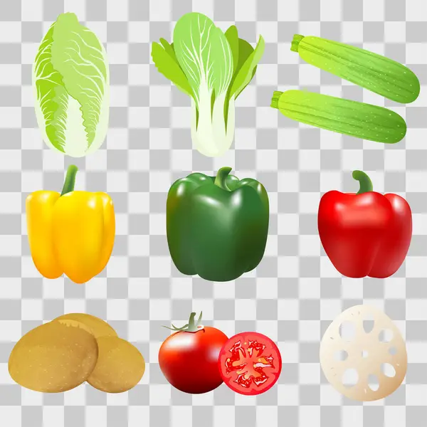 Set Vegetables Isolated Transparent Background — Stock Vector