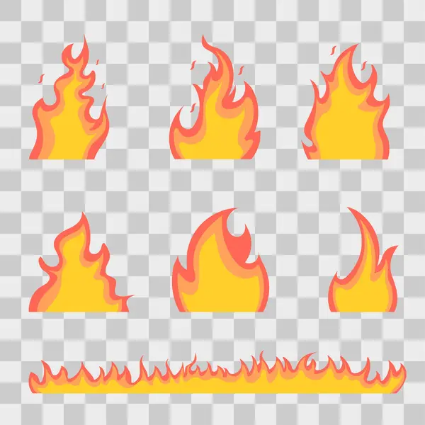 Fire Icons Set Vector Illustration — Stock Vector