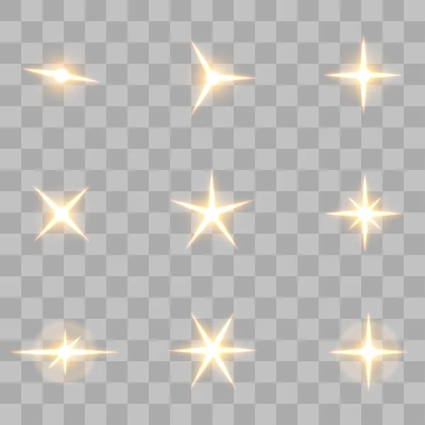 透明なバックグラウンドにある星の集合 — ストックベクタ