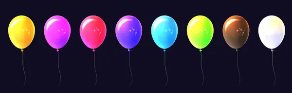 Set Baloane Colorate Fundal Transparent Ilustrație Vectorială — Vector de stoc