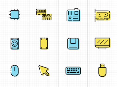 Evrensel simgeler kümesi, basitçe vektör illüstrasyonu