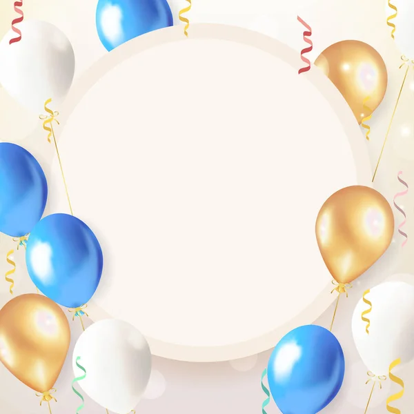 Vector Happy Birthday Party Banner Ontwerp Met Gouden Ballonnen Vectorbeelden