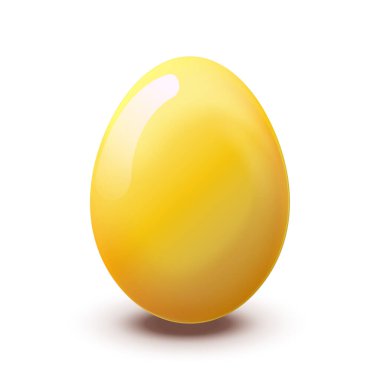 Beyaz arka planda sarı renkli gerçekçi bir Paskalya yumurtası. vektör illüstrasyonu