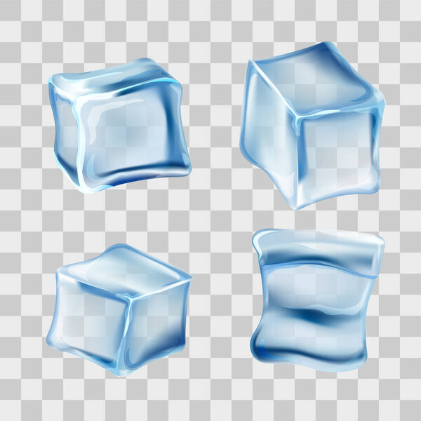 set of blue cubes. transparent background
