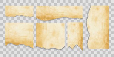 Buruşmuş kağıt kağıtları, beyaz üzerine izole edilmiş vektör illüstrasyonu