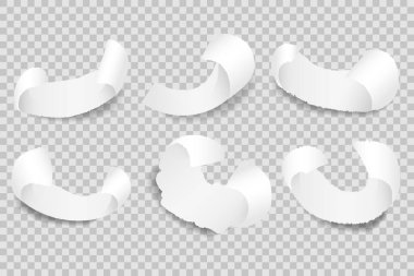 Yırtık kağıt parçaları. Gerçekçi kağıt pankartlar. Vektör illüstrasyonu