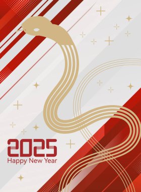 Yeni yıl kartı 2025, Yılan altın arka planı.