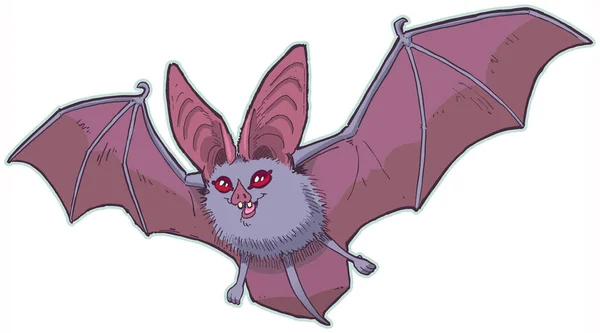 Vector Cartoon Clip Art Illustration Cute Leaf Nose Bat Big — Stock Vector