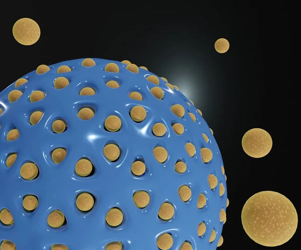 制御された薬物放出のためのメソポーラスシリカナノ粒子3Dレンダリング — ストック写真