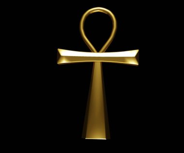 Ankh ya da yaşamın anahtarı Mısır sanatında kullanılan eski bir Mısır hiyeroglif sembolüdür. izole edilmiş 3d görüntüleme