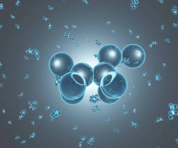 Azul Transparente Etanol Molécula Renderizado — Foto de Stock