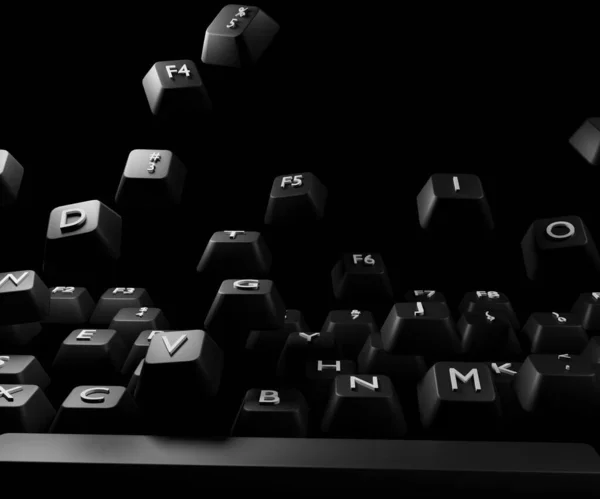 Isolated Scattered Keyboard Keypad Black Background Rendering — Stock Photo, Image