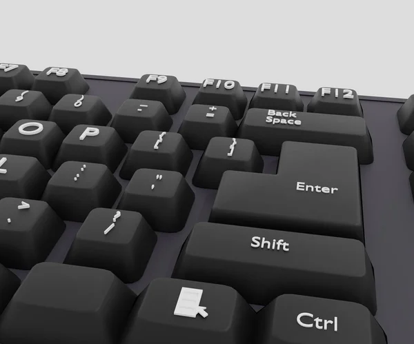 白い背景の3Dレンダリング上の黒いキーボード — ストック写真