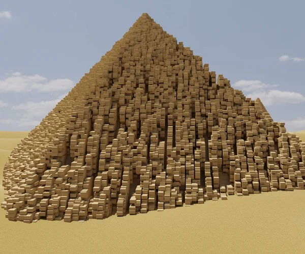 Καταρρέουσα Πυραμίδα Από Την Αίγυπτο Στην Έρημο Απόδοση — Φωτογραφία Αρχείου
