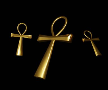 Ankh ya da yaşamın anahtarı Mısır sanatında kullanılan eski bir Mısır hiyeroglif sembolüdür. izole edilmiş 3d görüntüleme