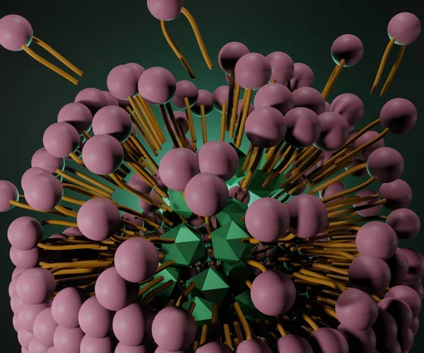 3Dレンダリングの中にナノドラグと散乱固体脂質ナノ粒子 — ストック写真
