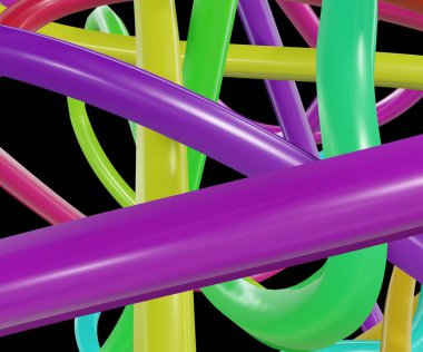 izole edilmiş renkli gökkuşağı saman, kurdele veya boru arkaplan 3d