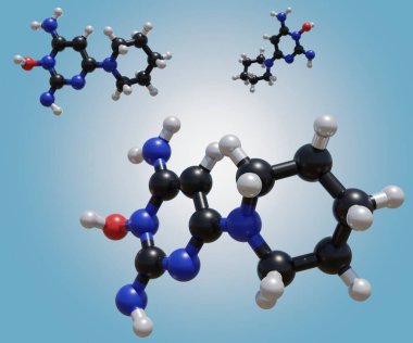 İzole edilmiş minoksit kimyasal molekül yapısı 3D görüntüleme