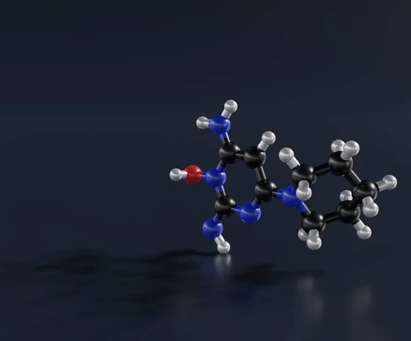 Izolovaná Minoxidil Chemická Molekula Struktura Rendering — Stock fotografie