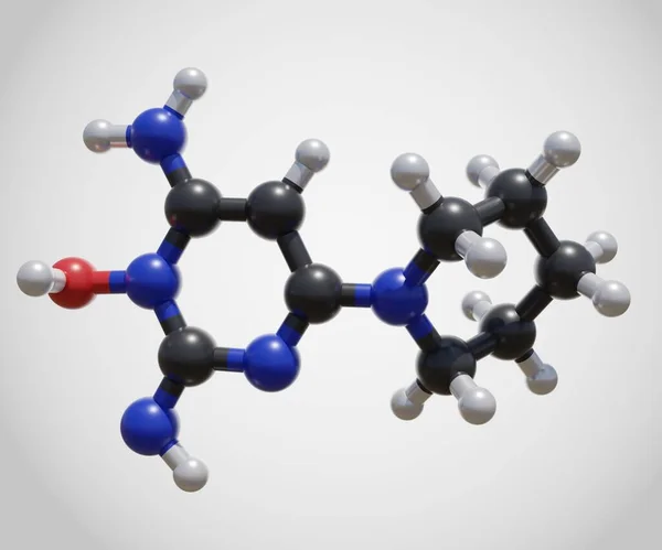 Μεμονωμένη Δομή Μορίων Minoxidil Χημικών Rendering — Φωτογραφία Αρχείου