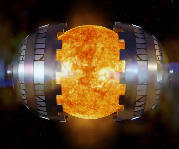 A Dyson sphere harvests the energy of stars 3d rendering