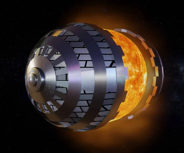Dyson Sphere Harvests Energy Stars Rendering — Stock Photo, Image