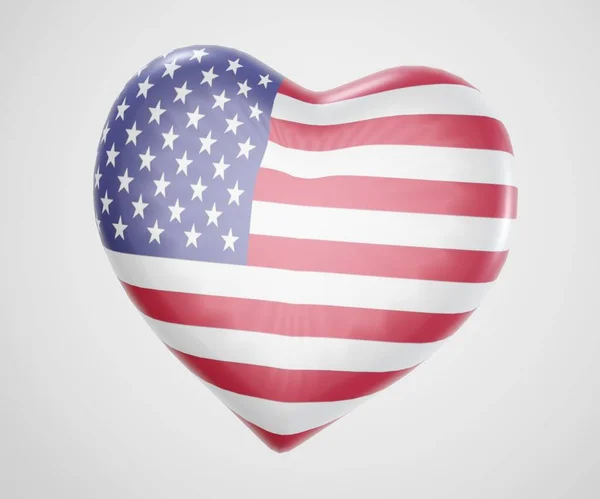 Nationale Vlag Van Verenigde Staten Van Amerika Hartvorm Geïsoleerd Witte — Stockfoto