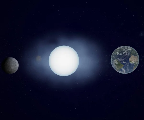 Белый Карлик Звезды Планетой Земля Имеют Аналогичный Размер Рендеринга — стоковое фото