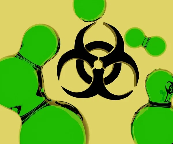 Bahaya Biologis Atau Simbol Biohazard Dengan Tetesan Racun Rendering — Stok Foto