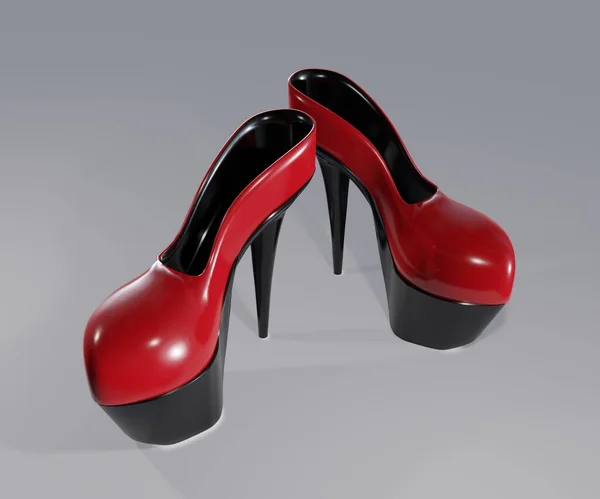 Isolated red high heel shoes in the white background 3d rendering