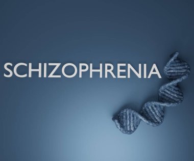 Mavi arka planda DNA iplikleri olan şizofreni.