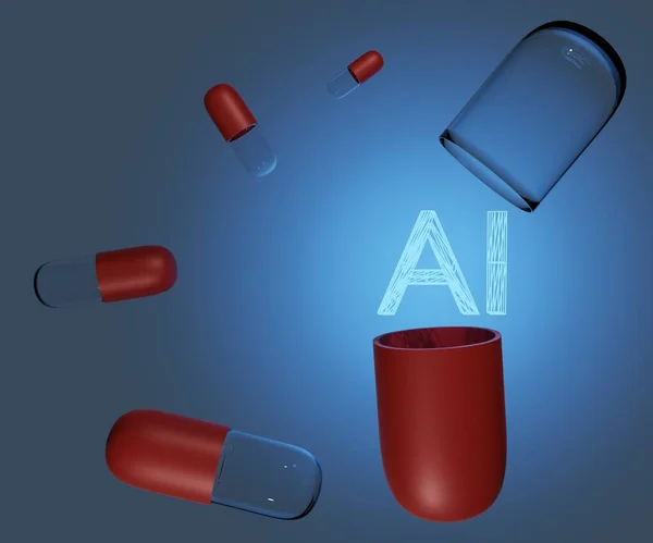 stock image AI or Artificial intelligence is being used to develop new drugs, diagnose diseases, and provide personalized care to patients 3d rendering