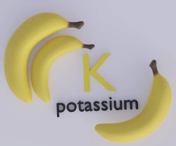 Banane Jaune Mûre Isolée Contient Environ 422 Milligrammes Potassium Rendu — Photo