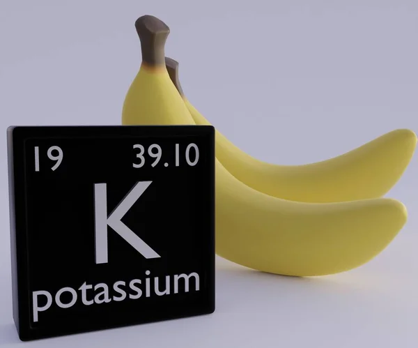 Banane Jaune Mûre Isolée Contient Environ 422 Milligrammes Potassium Rendu — Photo