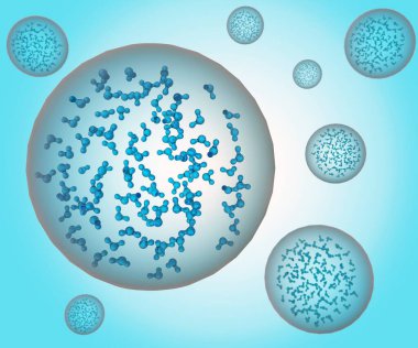 Nanobaloncukların içindeki oksijen molekülleri su molekülü 3D oluşturma