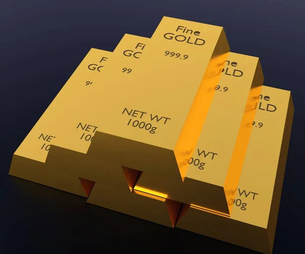 Изолированный Стек Золота Слитки Чистого Карата 999 Тонкого Золота Черном — стоковое фото