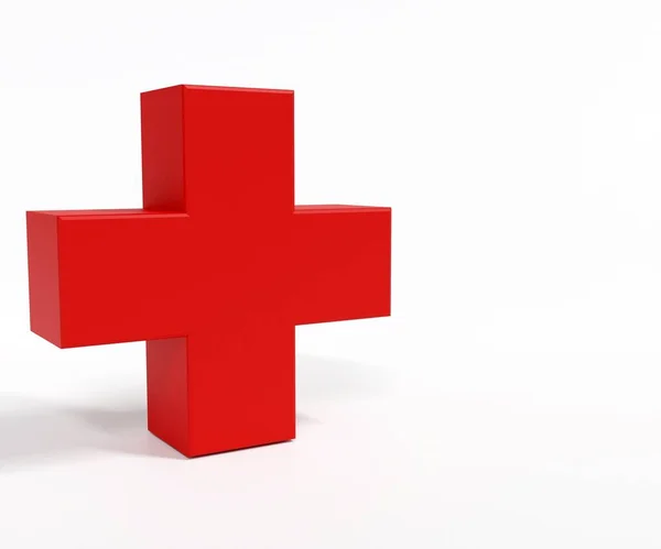 Κόκκινο Σύμβολο Σταυρού Στο Λευκό Φόντο — Φωτογραφία Αρχείου