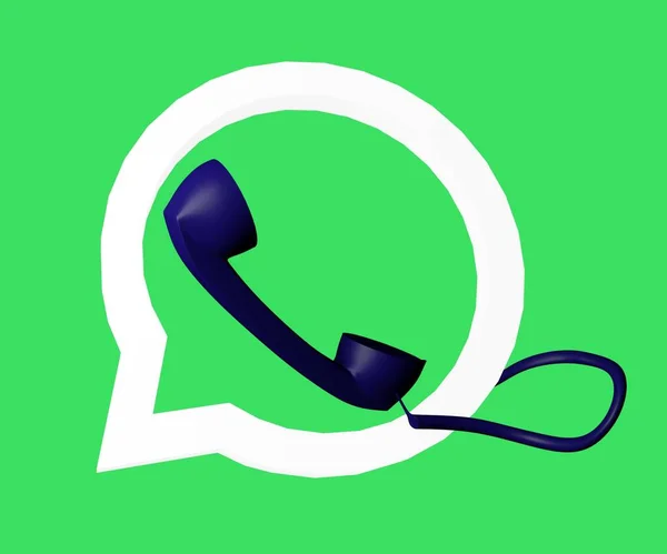 Whatsappのインスパイアされたロゴには 電話とホワイトバブル3Dレンダリングが含まれています — ストック写真