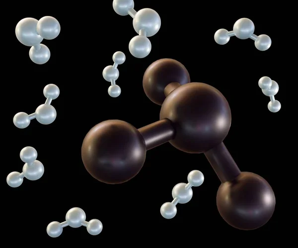 Moléculas Arsénico Aisladas Dispersas Con Moléculas Agua Renderizado —  Fotos de Stock