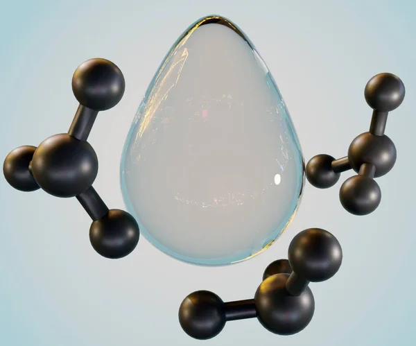 Izolované Molekuly Arsenitu Procházejí Kolem Kapičky Vody Vykreslování — Stock fotografie