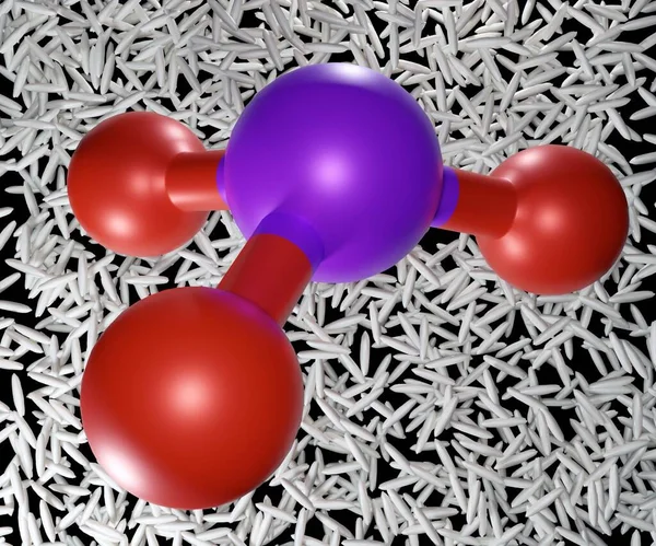 Átomo Arsénico Molécula Arsenito Con Granos Arroz Fondo Renderizado — Foto de Stock