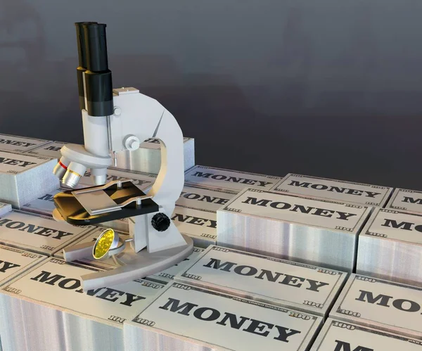 Research funding is generally covering any funding for scientific research. paper money with microscope 3d rendering
