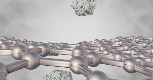 Icosphere Nanopartikülleri Grafen Tablosu Görüntülemeye Çalışıyor — Stok video