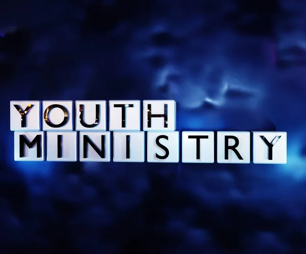 Youth Ministry Words White Cubes Dark Blue Sky Background Rendering — Stock Photo, Image