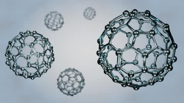 Carbon Nanostructure Called Fullerene Scattered Rendering — Stock Video
